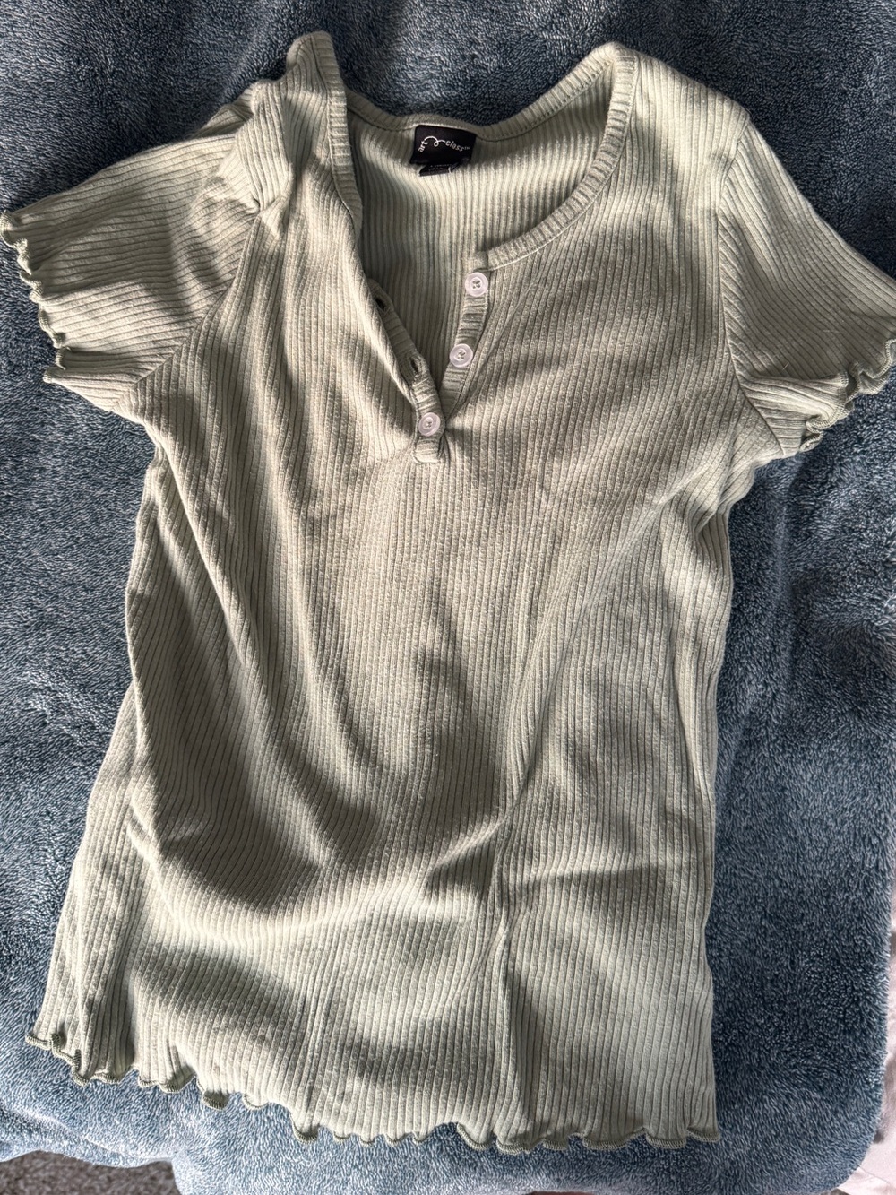 art class Light Sage Green Ribbed Henley Tee